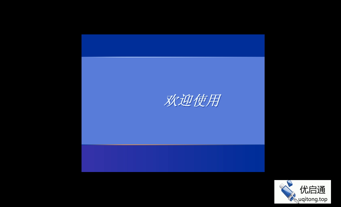 经典的Windows XP"欢迎使用"画面，安装成功！